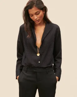 Blouse à Plastron Ellea - Noir