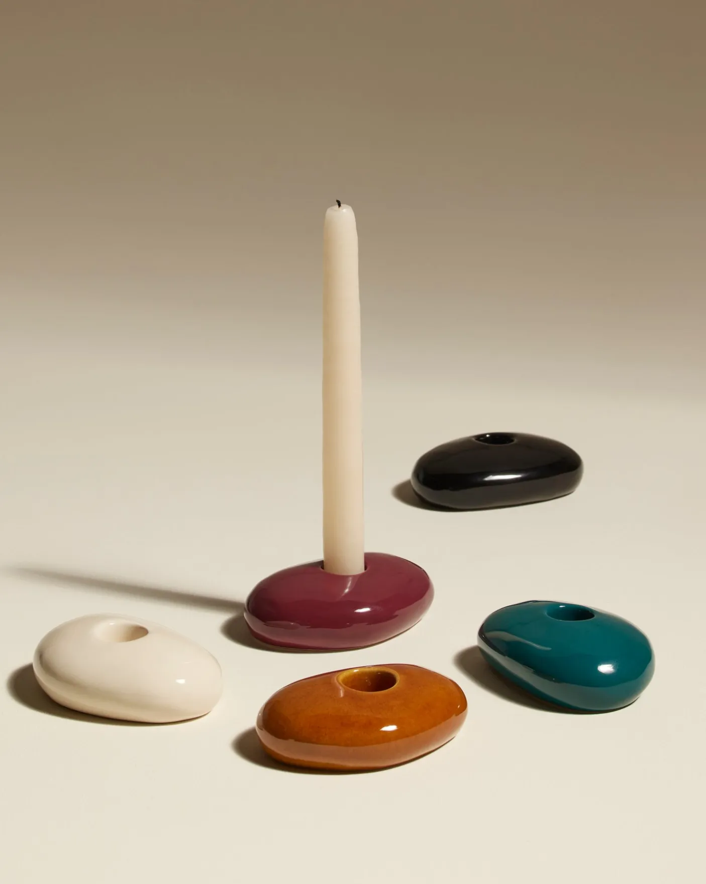 Bougeoir Stone - Fauve