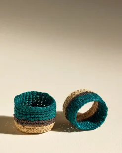 Rond de serviette Globe - Bleu Sarah